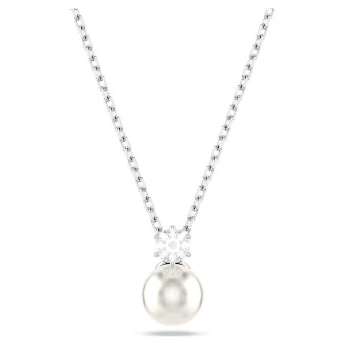 matrix-鏈墜--水晶珍珠--圓形切割--白色--鍍白金色-swarovski-5693897
