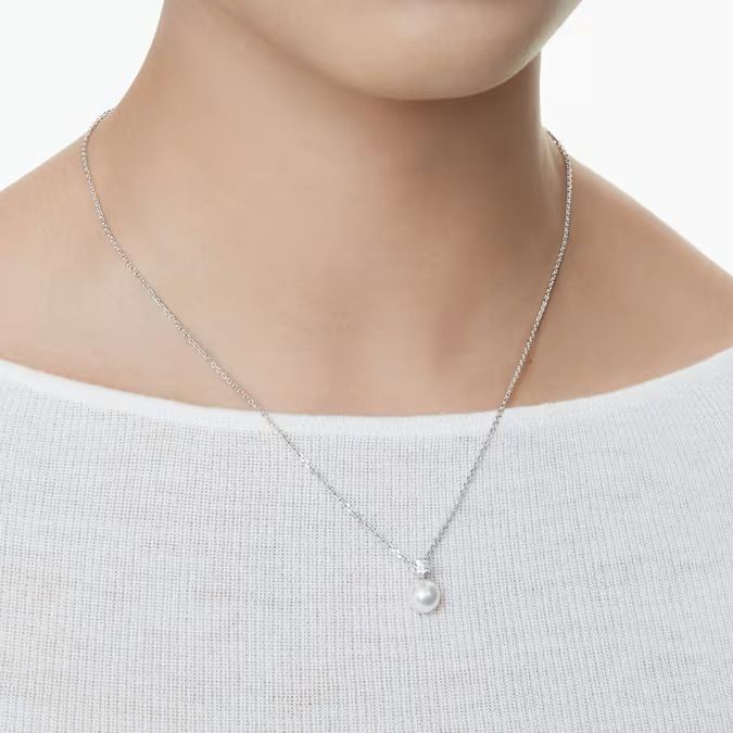 matrix-鏈墜--水晶珍珠--圓形切割--白色--鍍白金色-swarovski-5693897 (1)