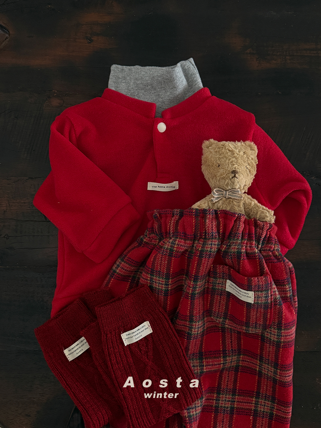 체크바지 레드-13