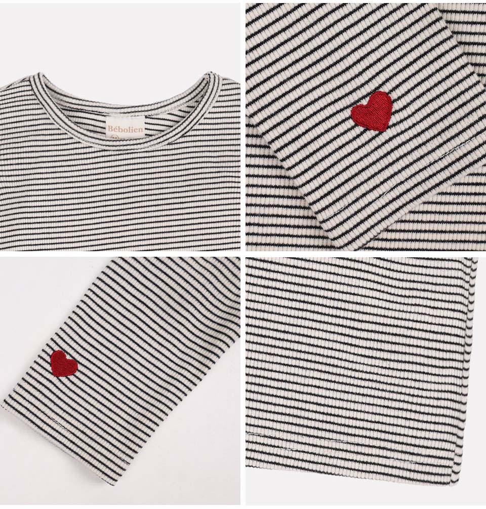 BEBOLIEN愛心刺繡條紋上衣 21