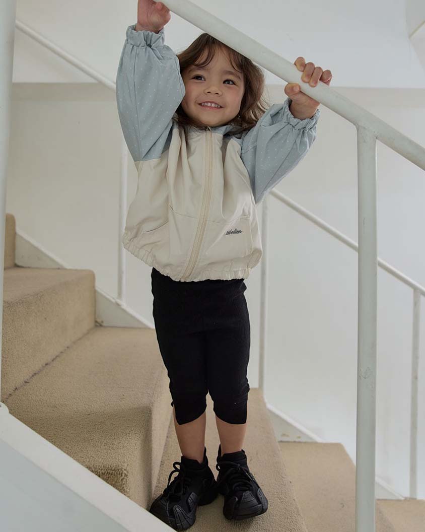 bebolien點點拼接連帽防風外套 05