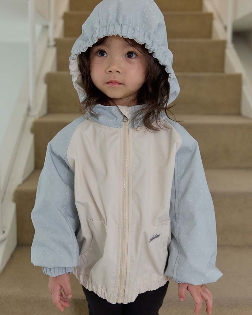 bebolien點點拼接連帽防風外套 07