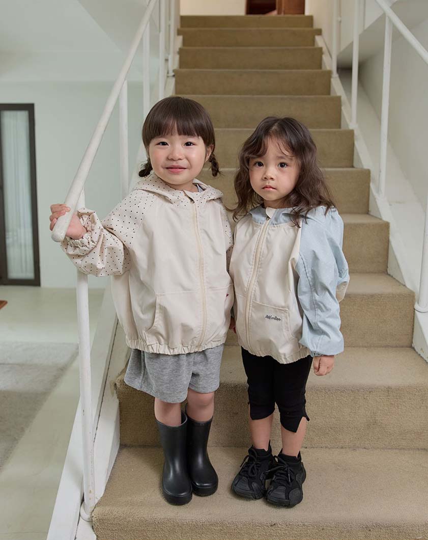 bebolien點點拼接連帽防風外套 09