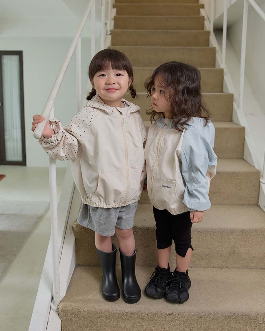 bebolien點點拼接連帽防風外套 10