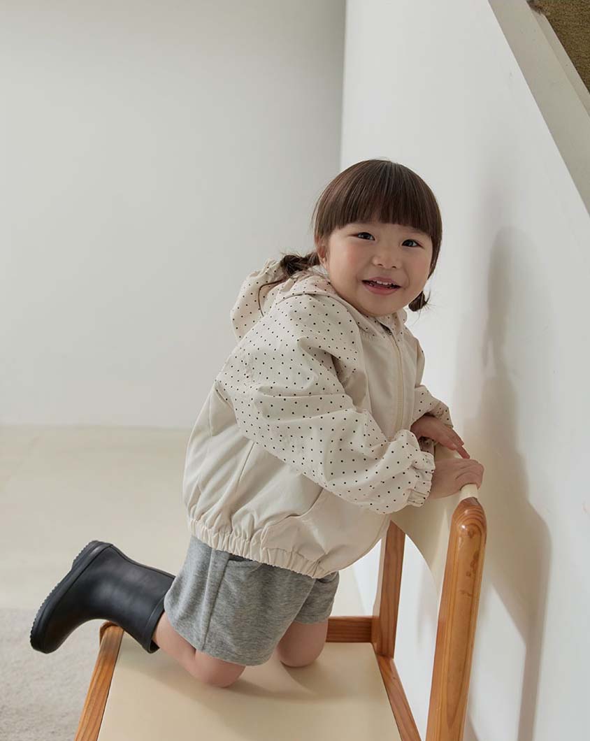 bebolien點點拼接連帽防風外套 14