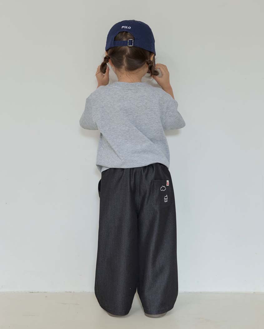 bebolien刺繡薄款牛仔寬褲15