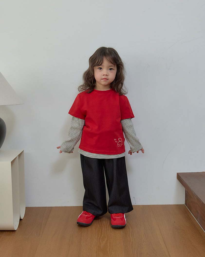 bebolien刺繡薄款牛仔寬褲05