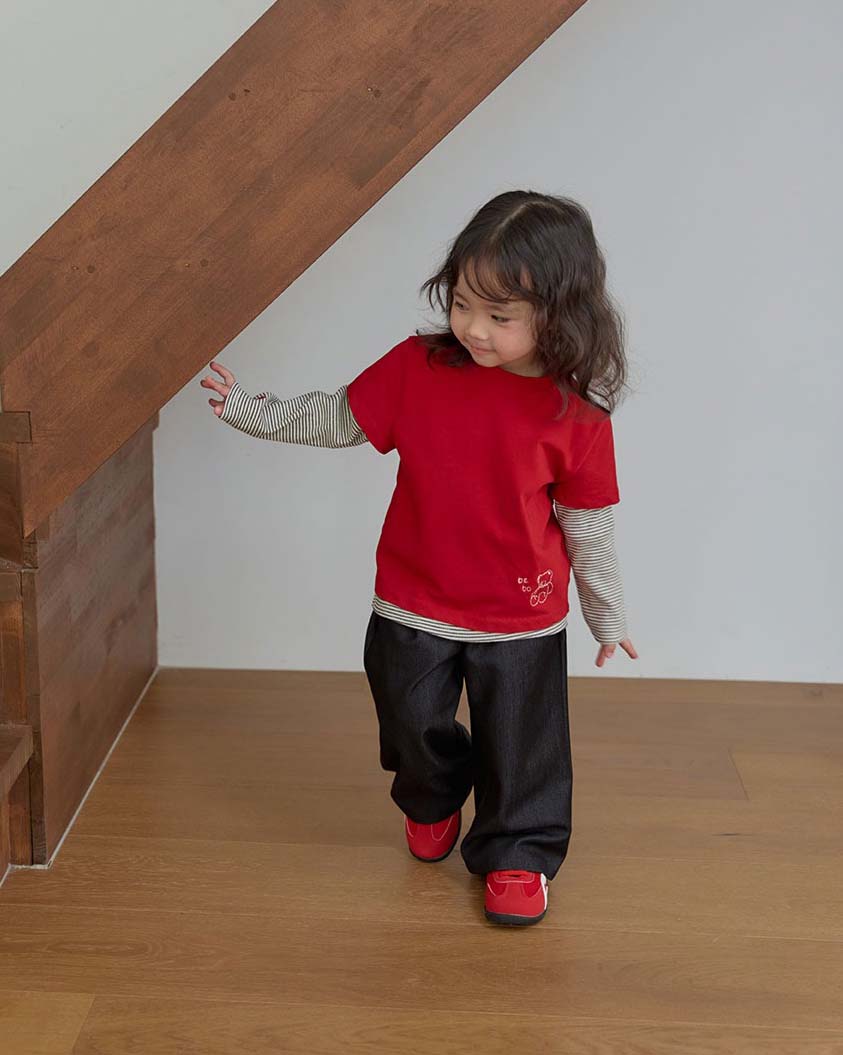 bebolien刺繡薄款牛仔寬褲20