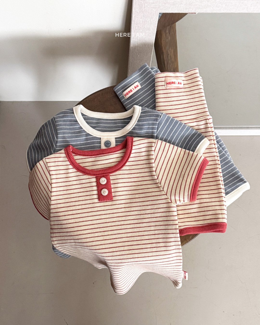 here i am 鈕扣條紋家居服套裝 01