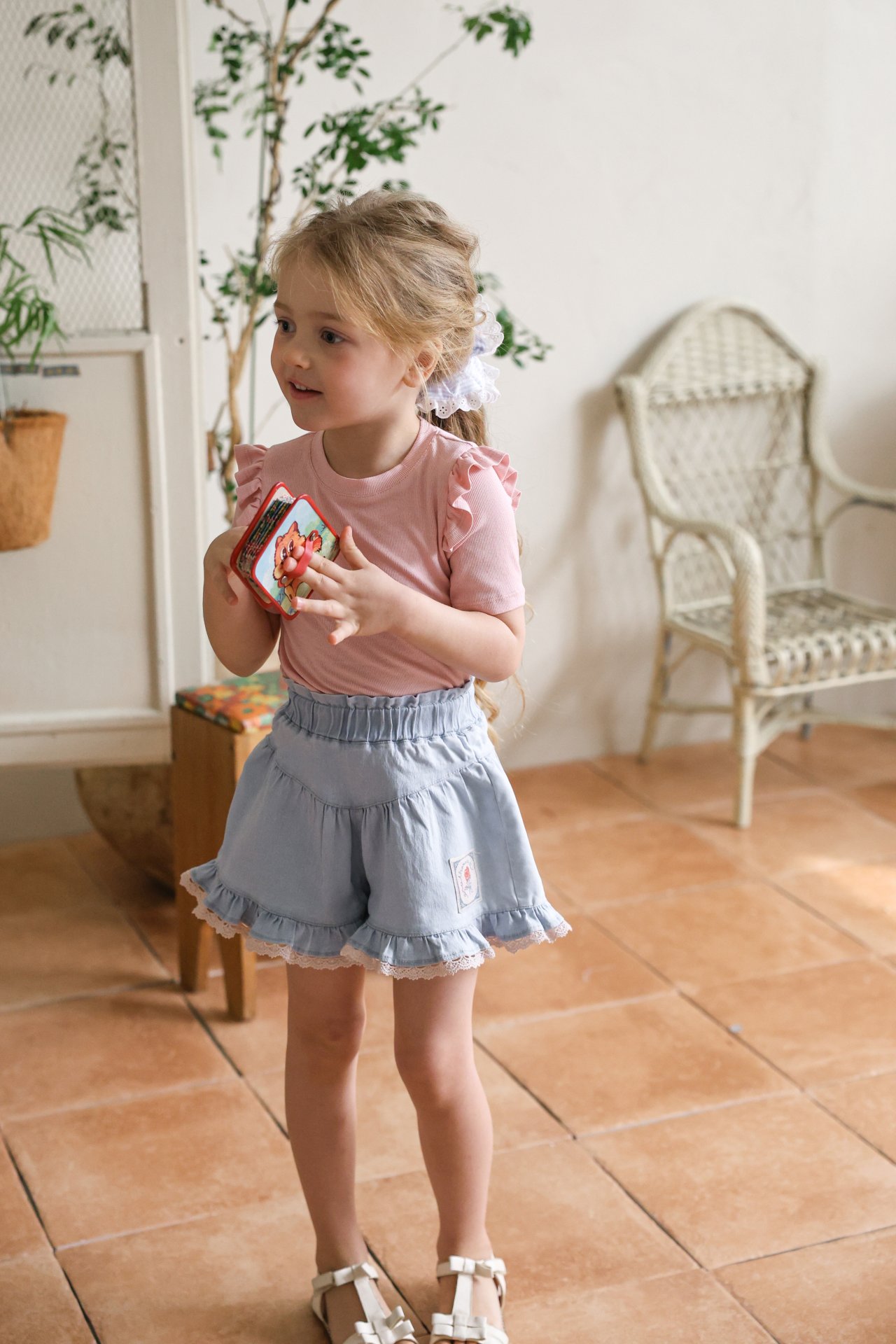 puellaFLO Rose蕾絲傘擺牛仔短褲 08