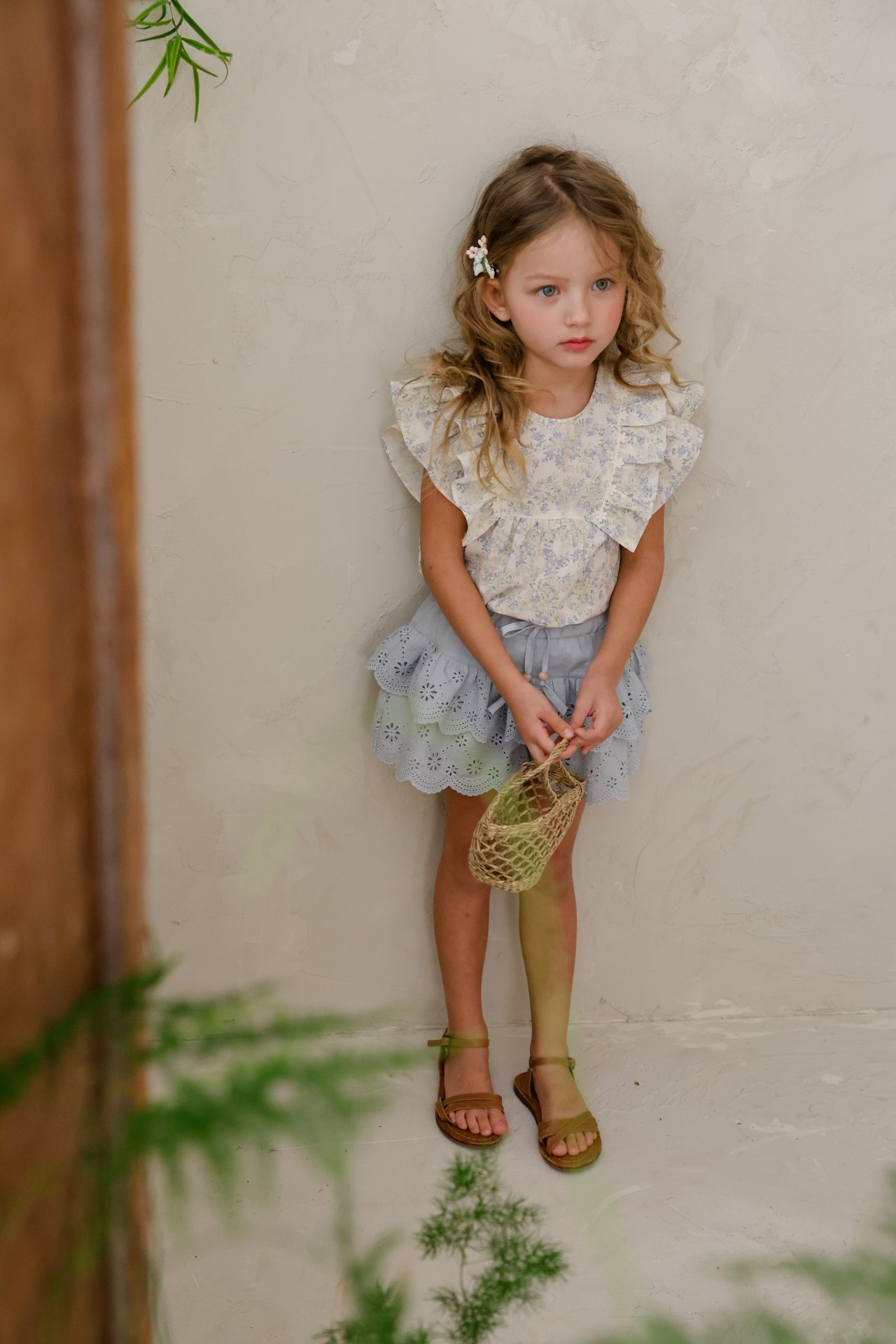 puellaFLO Cyan碎花飛袖上衣 05