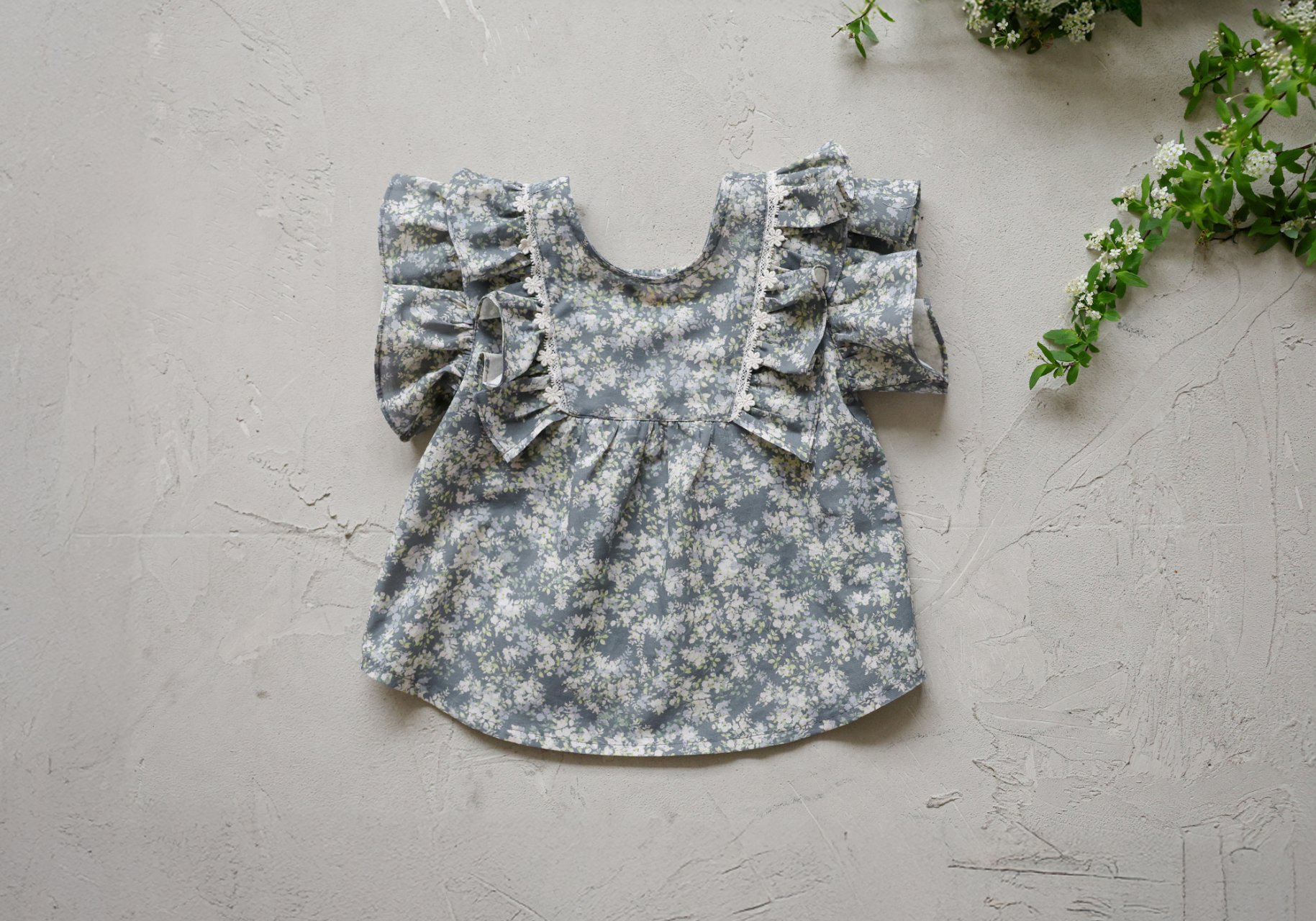 puellaFLO Cyan碎花飛袖上衣 11