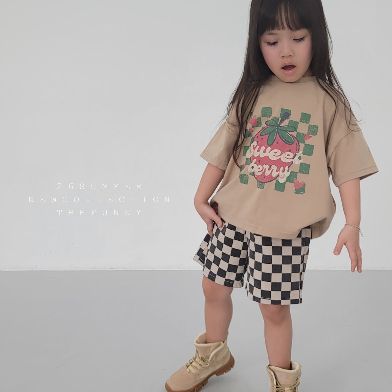 thefunny草莓格子短袖T 06