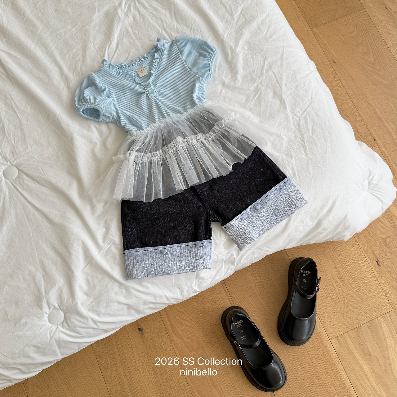 NINIBELLO格子反摺六分牛仔褲 09