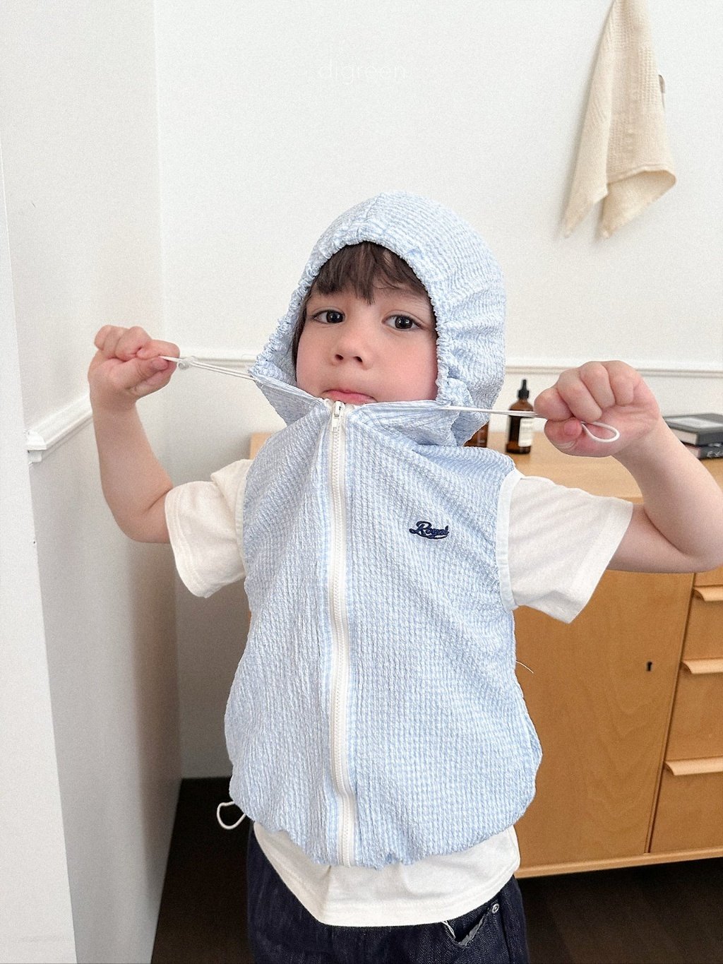 digreen milky hood vest 糖果格子連帽背心 13