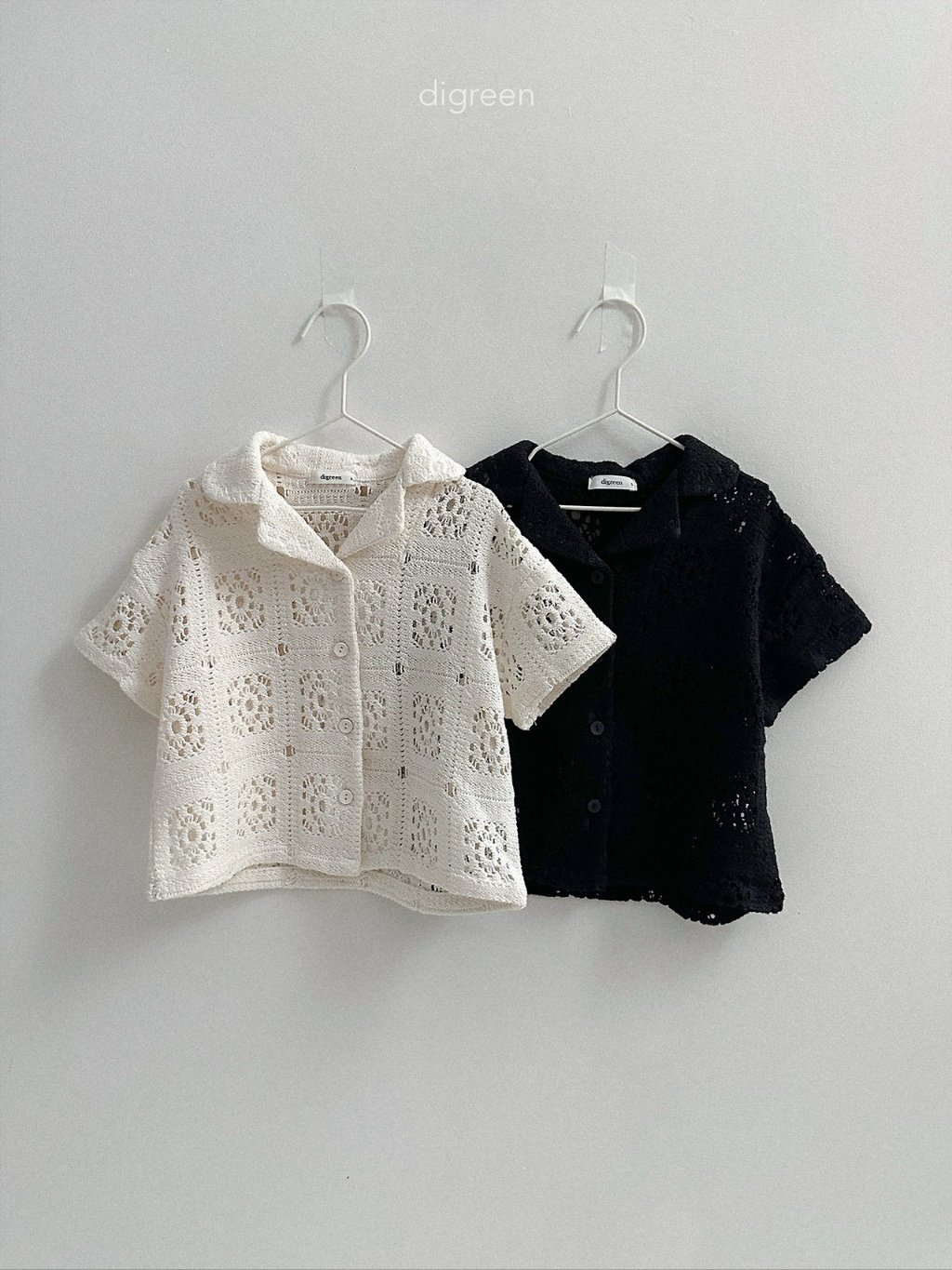 digreen crochet shirt 花紋鏤空針織襯衫 01