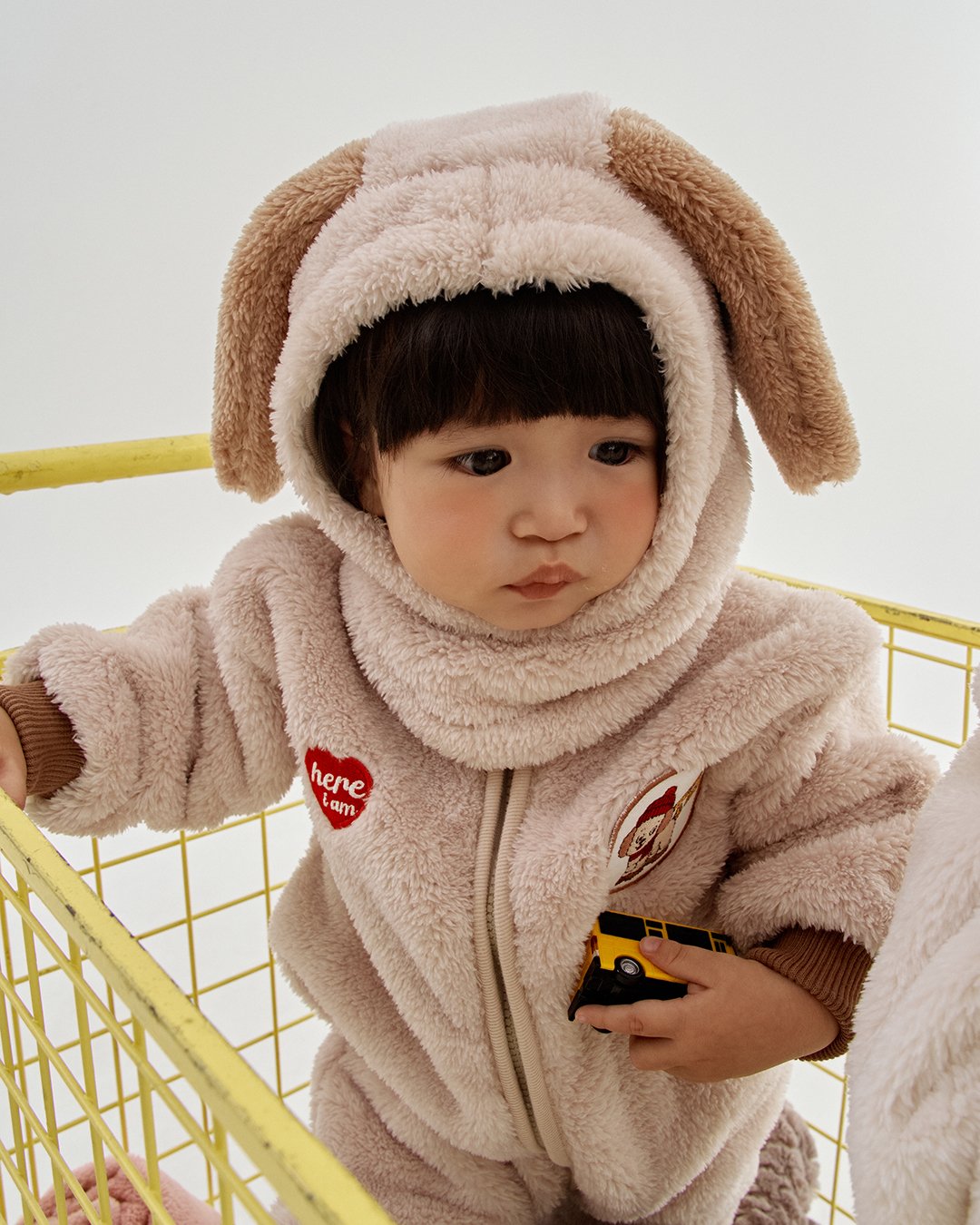 here i am kinder fleece 拼色包邊連身裝 02