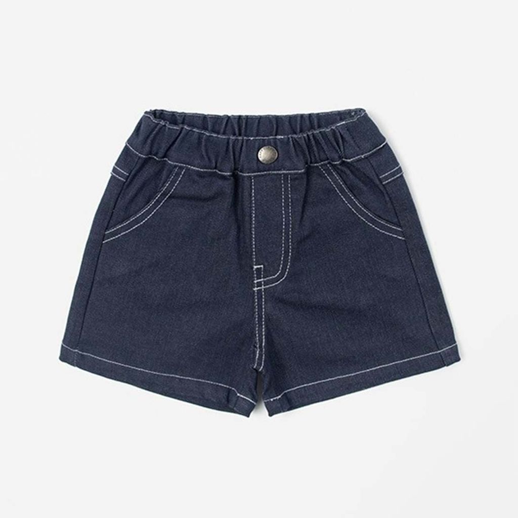 happy prince vito 品牌刺繡牛仔短褲 深藍