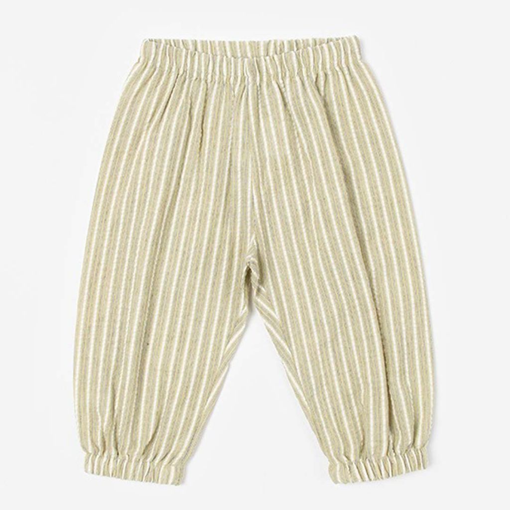 happy prince leap直條紋薄長褲 防蚊褲 橄欖綠