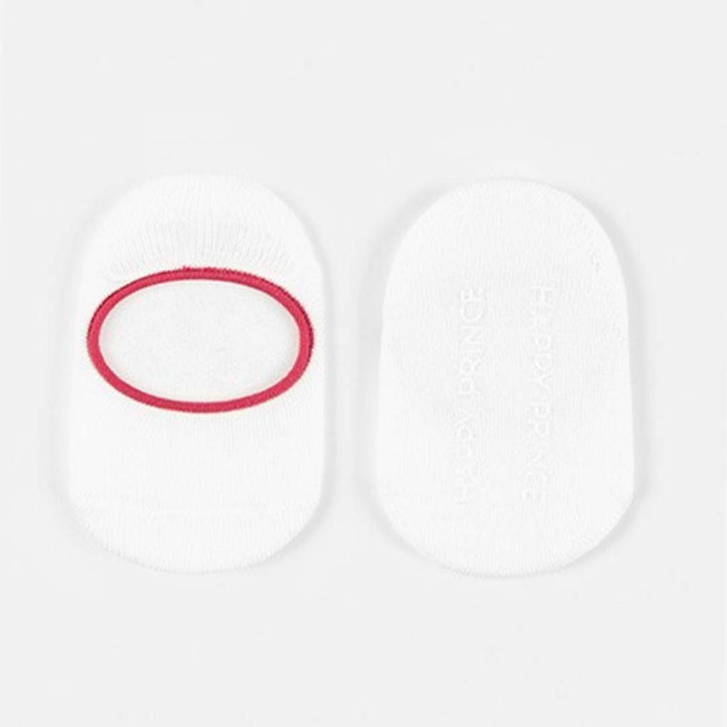 happy prince dewey配色滾邊短襪 純白+紅邊