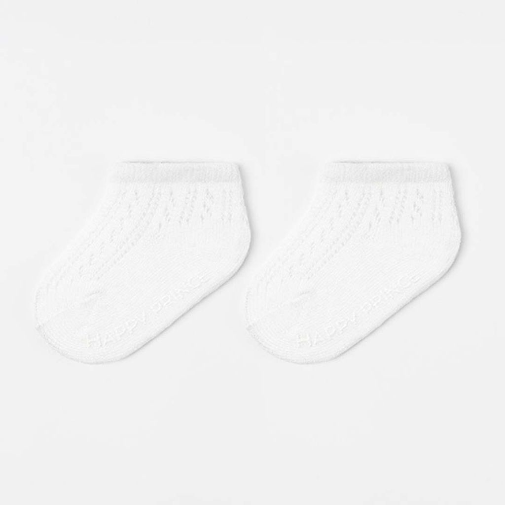 HAPPY PRINCE Holly素色鏤空短襪 純白色