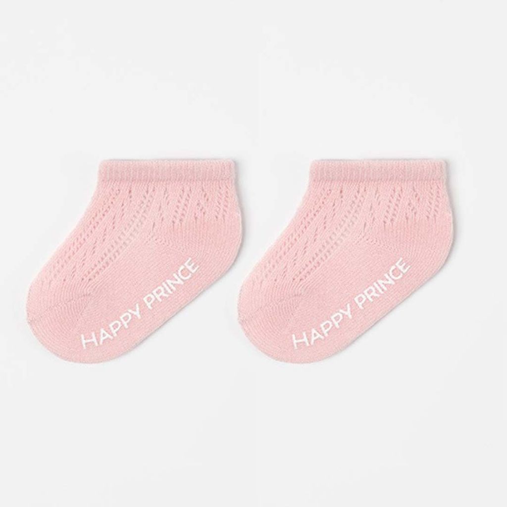 HAPPY PRINCE Holly素色鏤空短襪 粉紅色