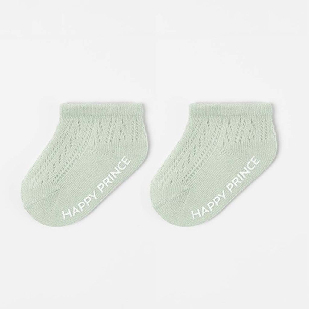 HAPPY PRINCE Holly素色鏤空短襪 薄荷綠