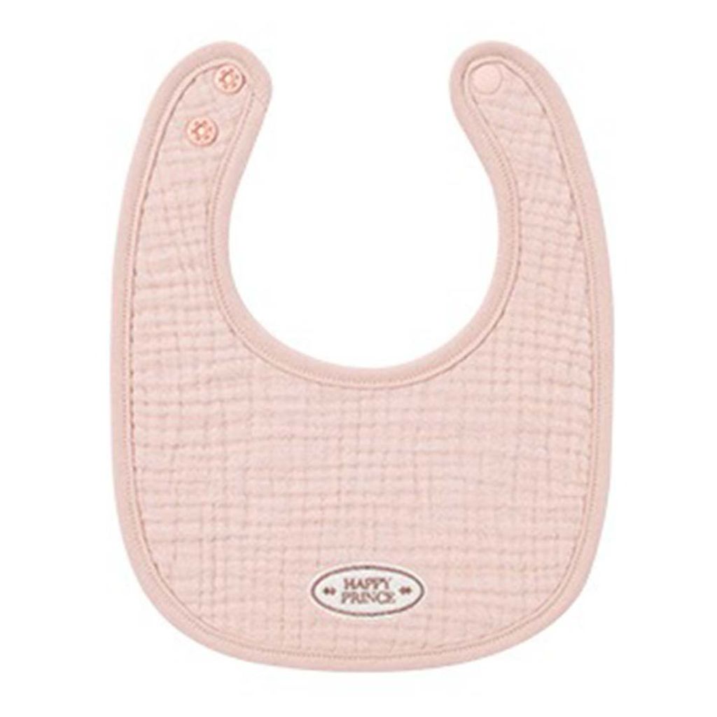 happy prince loving 品牌刺繡純棉圍兜 蜜桃粉