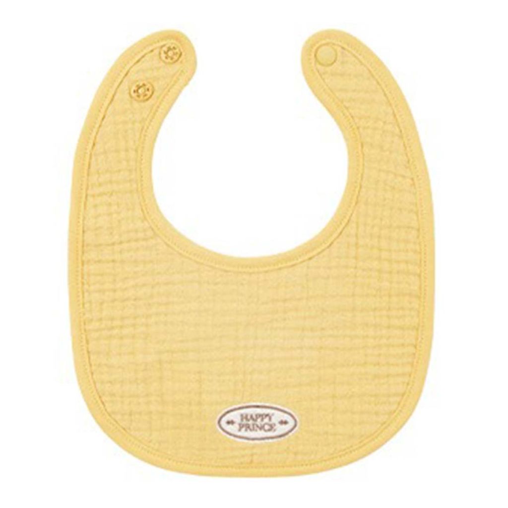 happy prince loving 品牌刺繡純棉圍兜 蜜瓜黃
