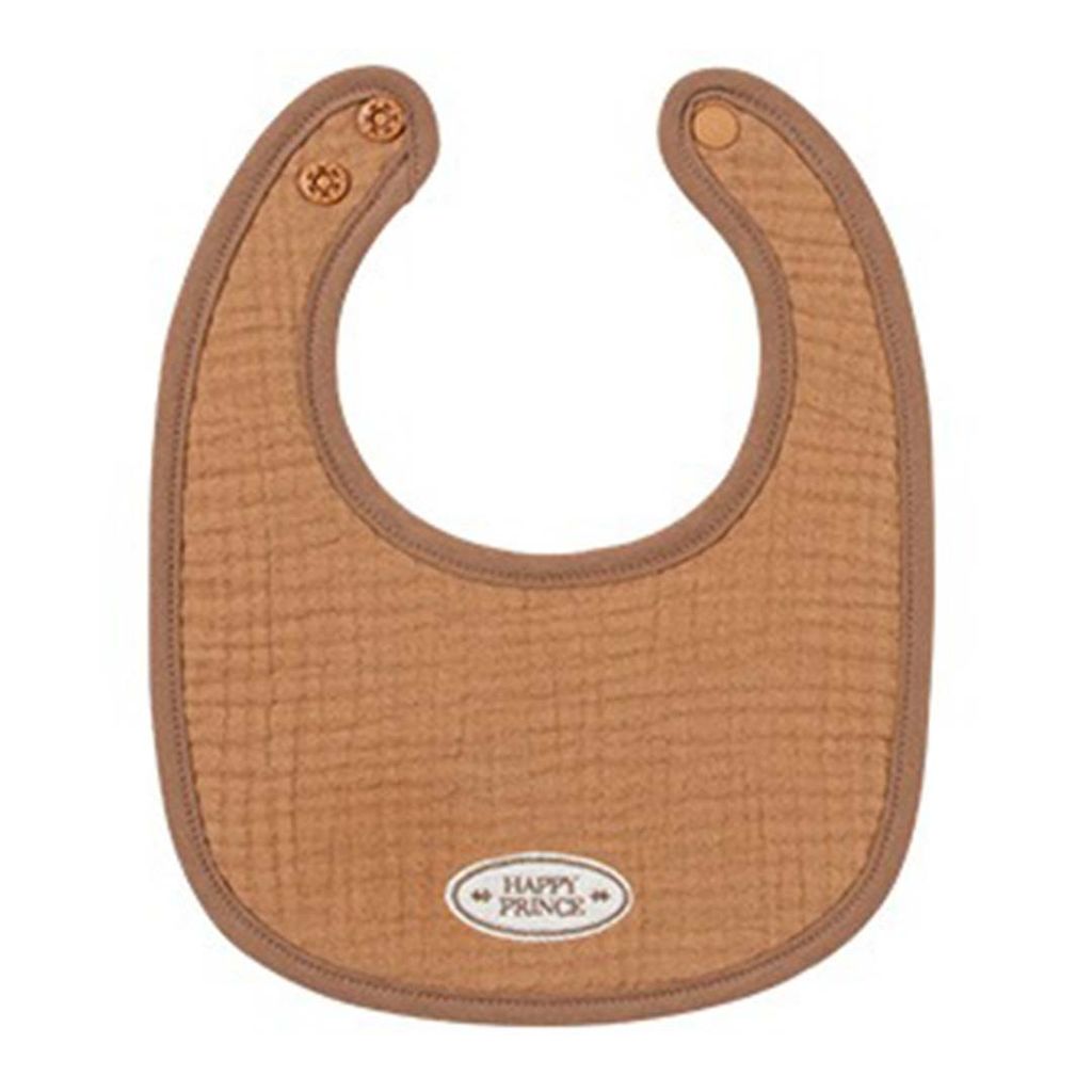 happy prince loving 品牌刺繡純棉圍兜 肉桂色