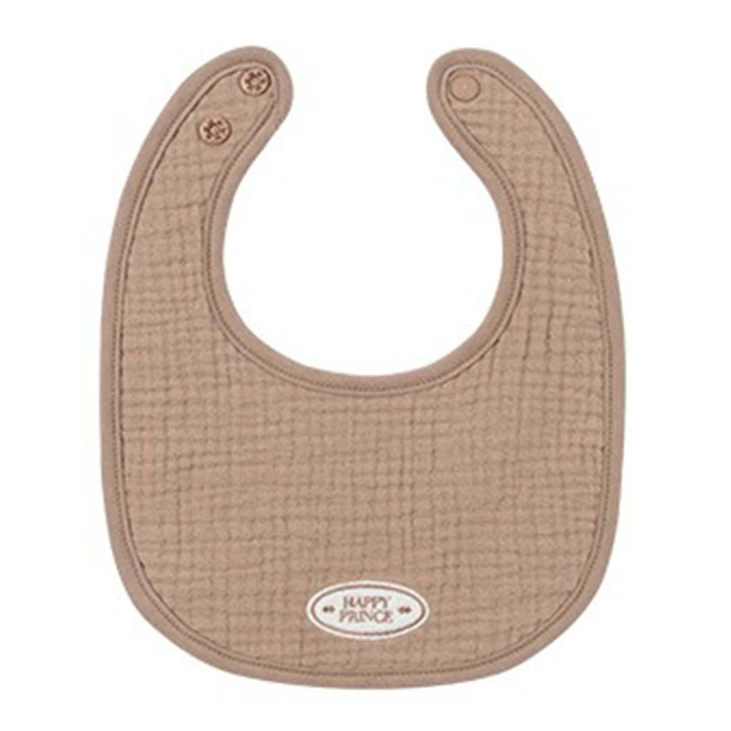 happy prince loving 品牌刺繡純棉圍兜 摩卡棕