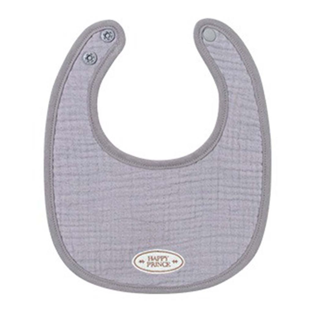 happy prince loving 品牌刺繡純棉圍兜 霧灰色