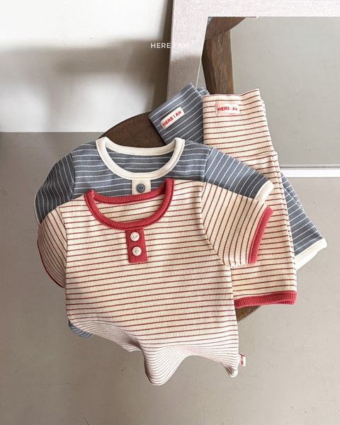 here i am 鈕扣條紋家居服套裝 01