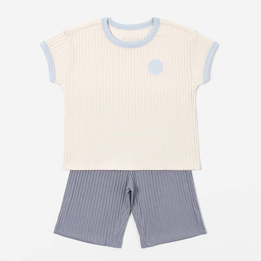 HAPPY PRINCE Etty 坑條家居服套裝 象牙白+藍色