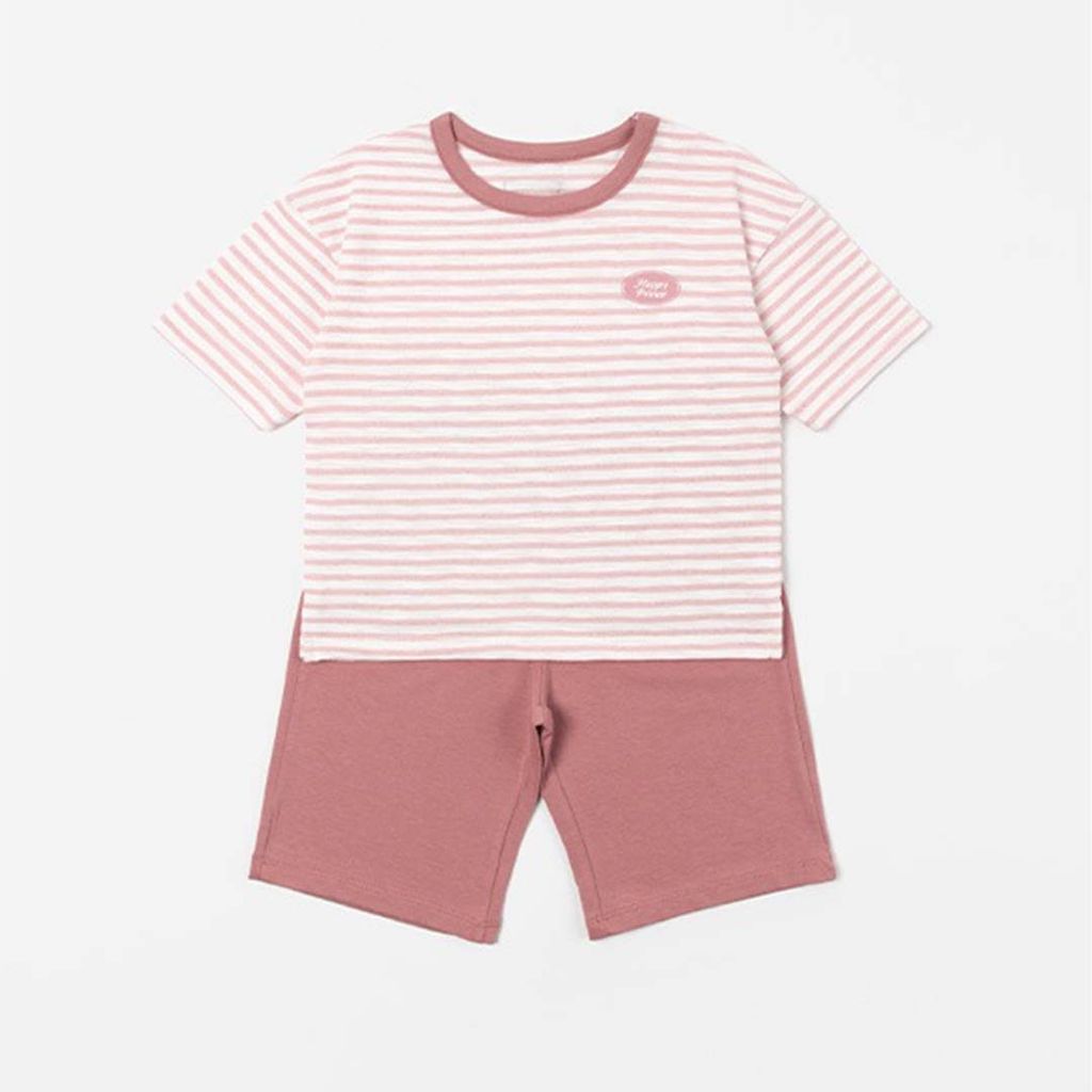 HAPPY PRINCE Daly 短袖條紋家居套裝 粉+紅