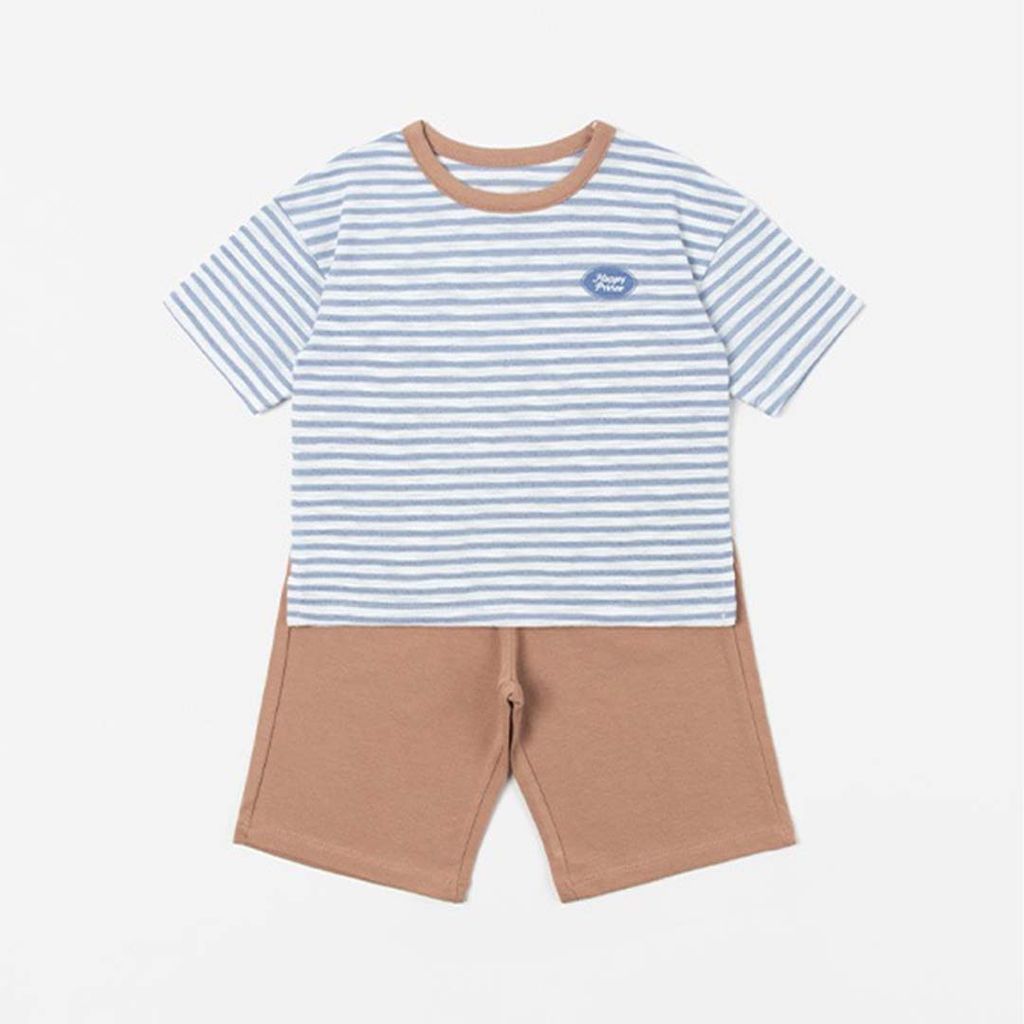 HAPPY PRINCE Daly 短袖條紋家居套裝 藍+咖