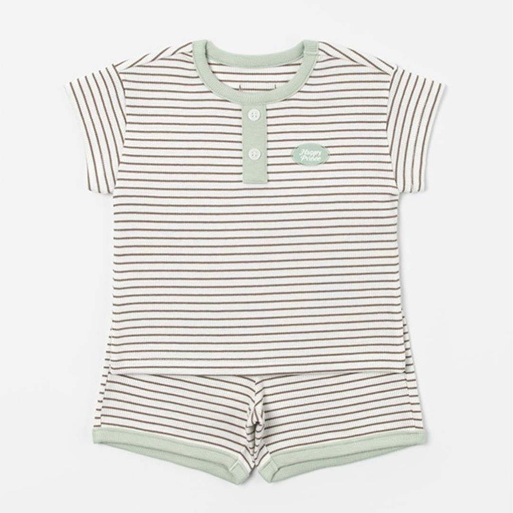 HAPPY PRINCE Nelf 鈕扣條紋家居服套裝 咖啡色