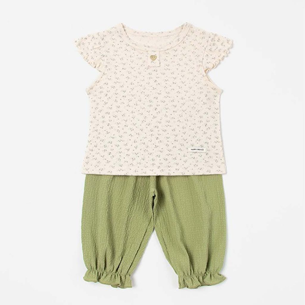 HAPPY PRINCE Preda 碎花飛袖家居服套裝 象牙白+橄欖綠