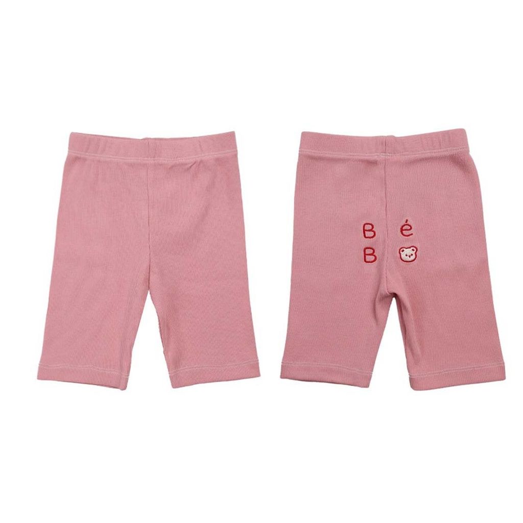 BEBOLIEN 字母小熊刺繡短褲 粉紅色