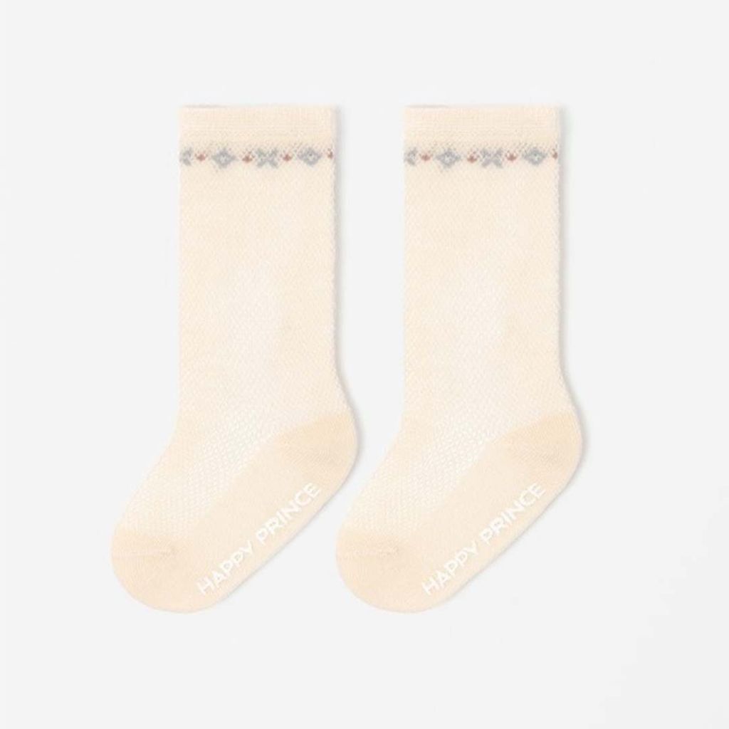 HAPPY PRINCE LIORICE森林風花紋鏤空長襪 米色
