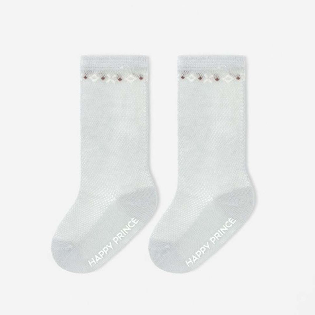 HAPPY PRINCE LIORICE森林風花紋鏤空長襪 薄荷色