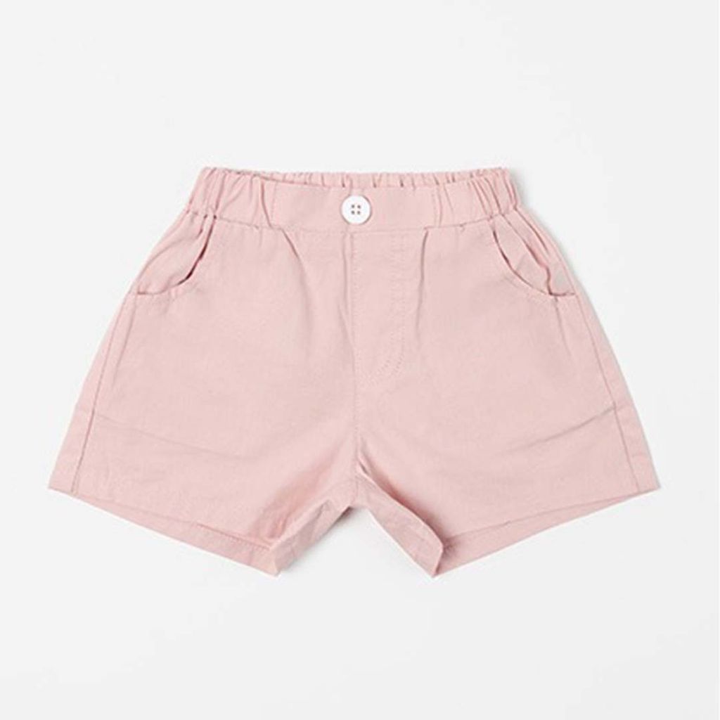 HAPPY PRINCE TRUE鈕扣寬鬆純棉短褲 粉紅色