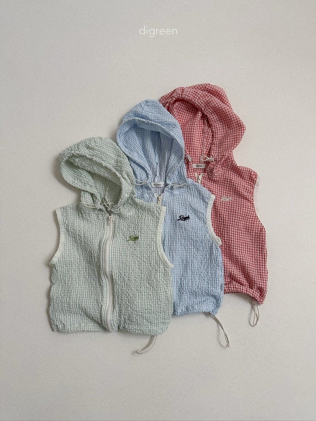 digreen milky hood vest 糖果格子連帽背心 01