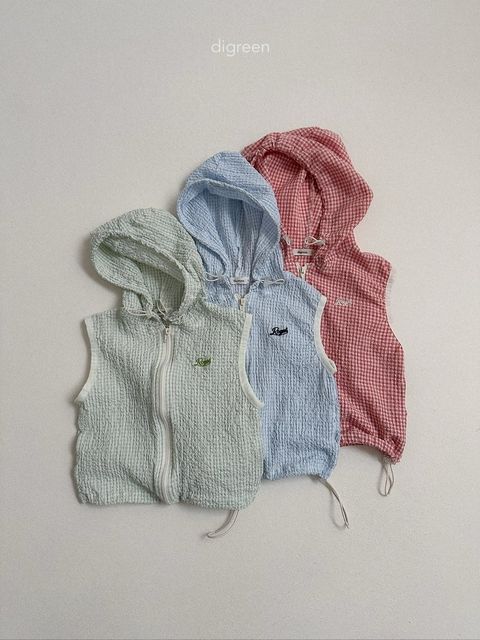 digreen milky hood vest 糖果格子連帽背心 01