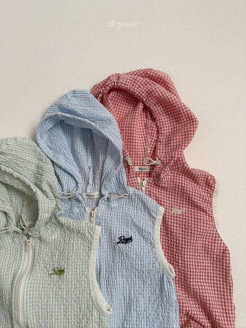 digreen milky hood vest 糖果格子連帽背心 02