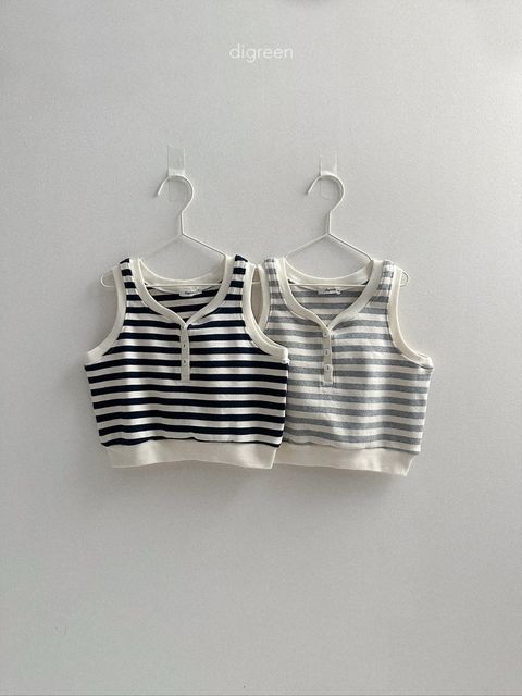 digreen marine sleeveless  鈕扣條紋背心 01