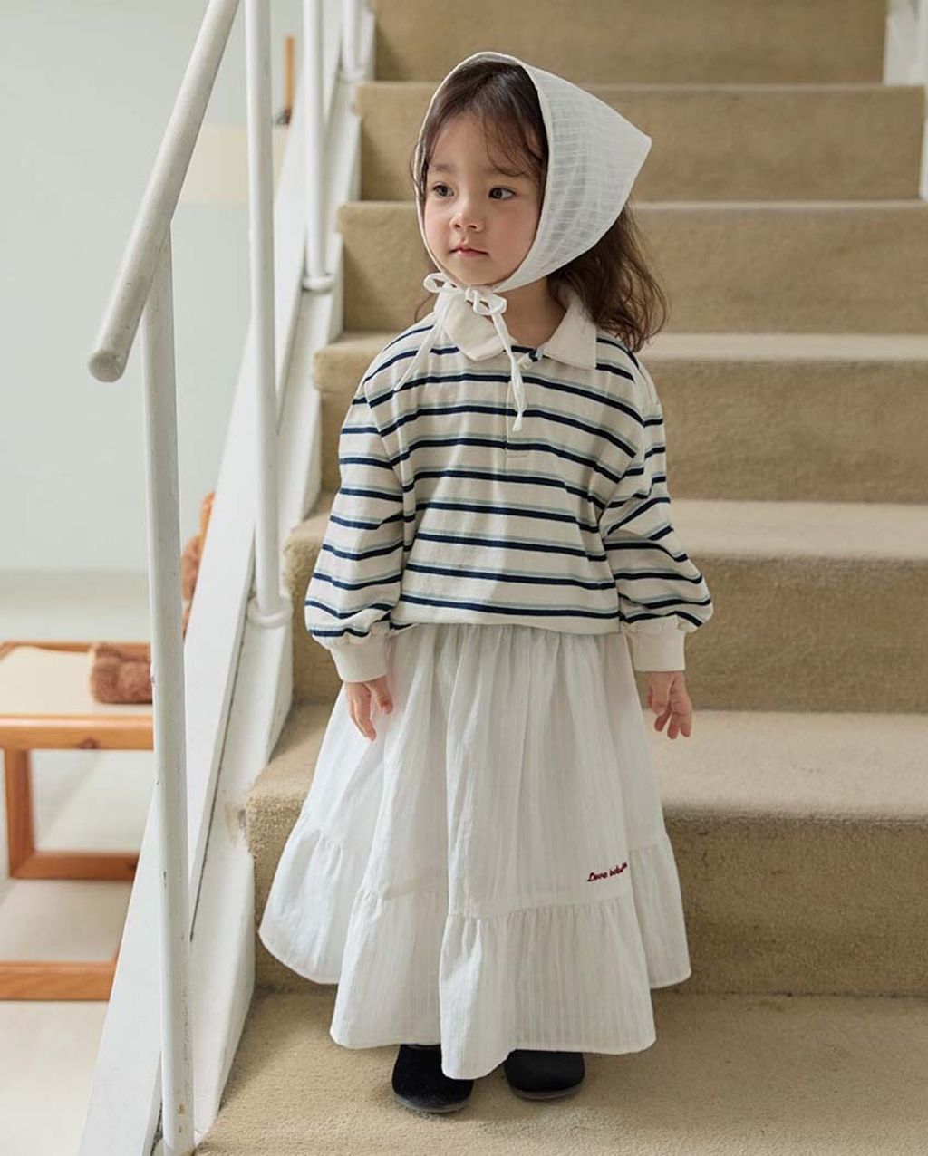 bebolien刺繡白色長裙01