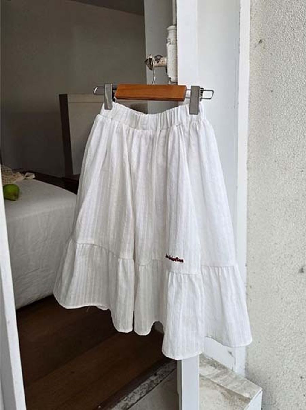 bebolien刺繡白色長裙07