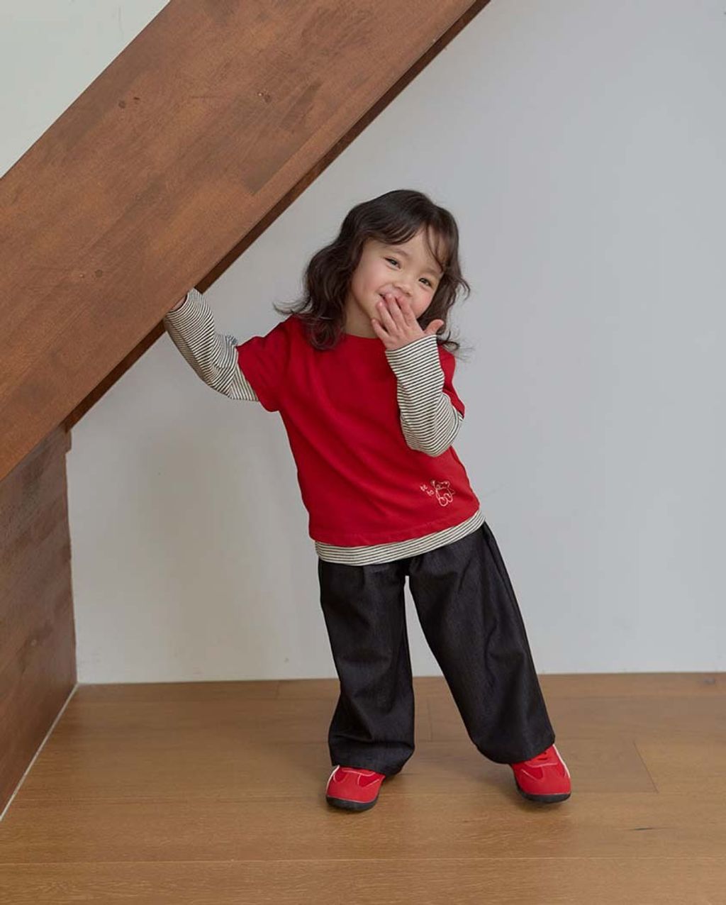 bebolien刺繡薄款牛仔寬褲07