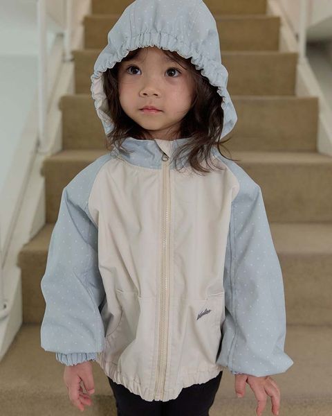 bebolien點點拼接連帽防風外套 07